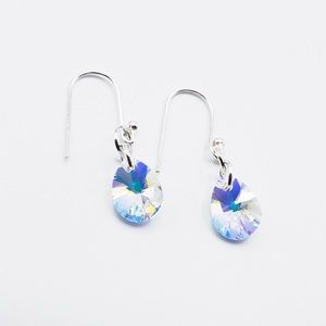 Clear Crystal Pear Dangle Drop Earrings